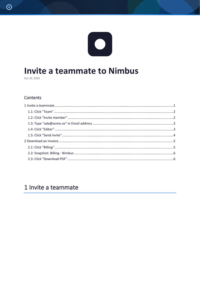 The guide exported with the Default template