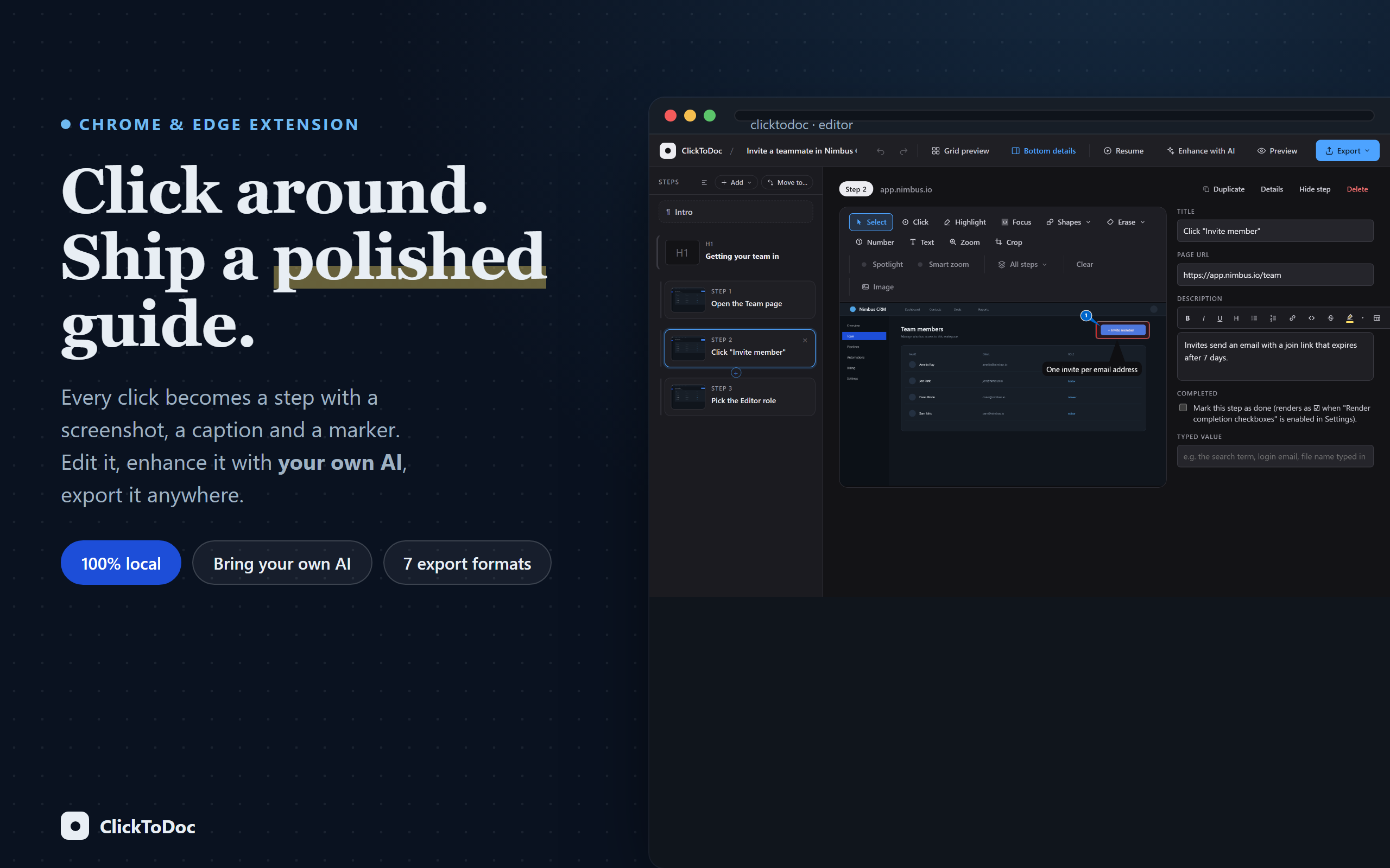 Click around, ship a polished guide - ClickToDoc overview