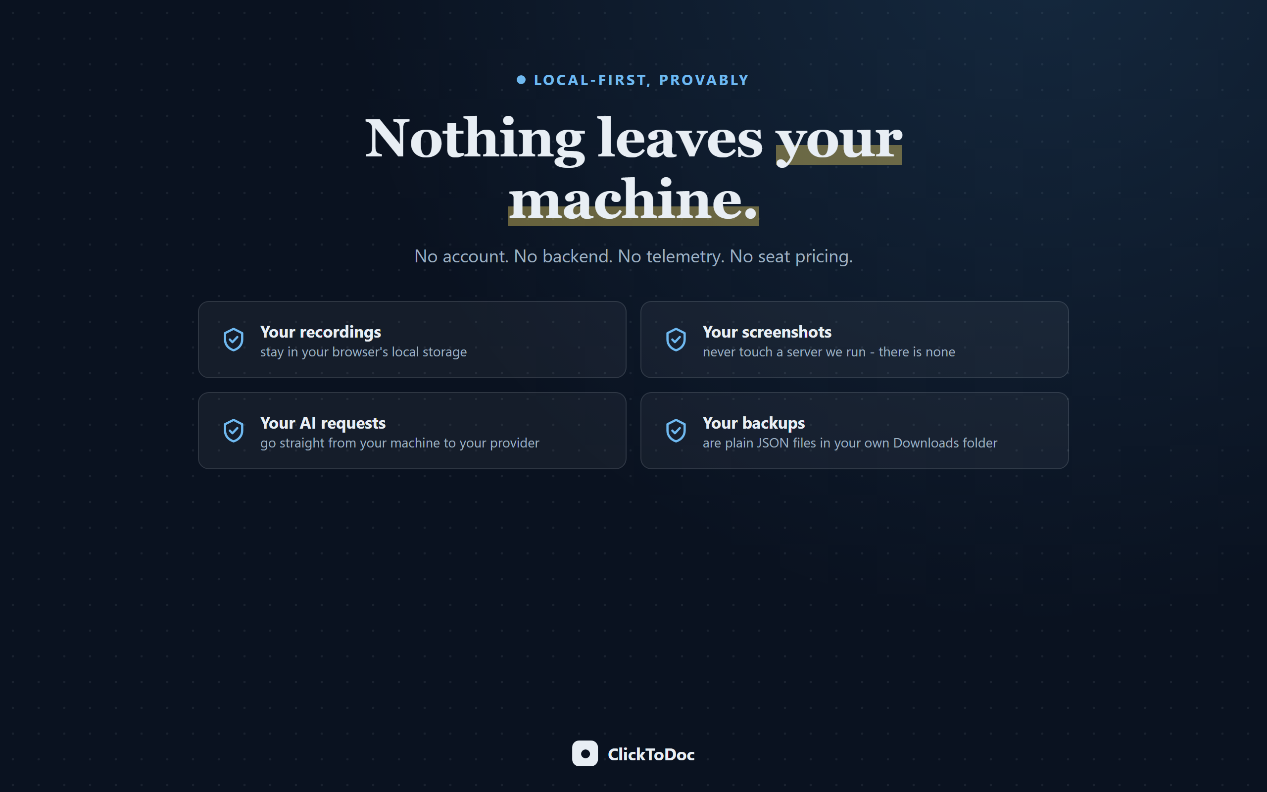 Local-first: nothing leaves your machine